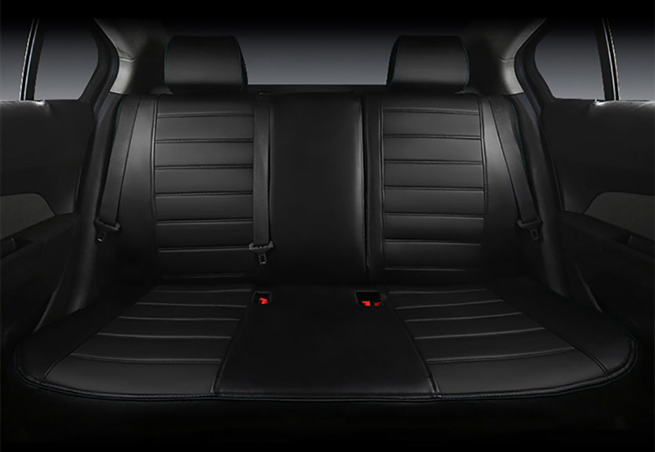 Black leather rear seat cover