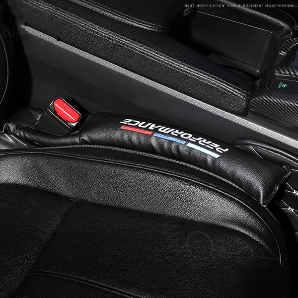 Black seat gap filler beside the seat