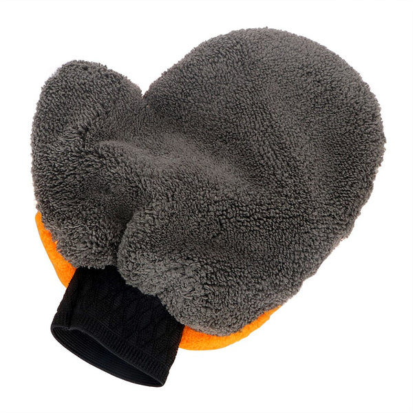 Gray side of the cleaning mitt