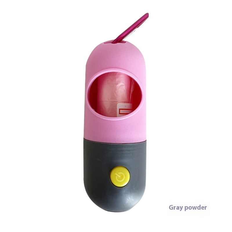 Pink and gray LED pet waste bag dispenser
