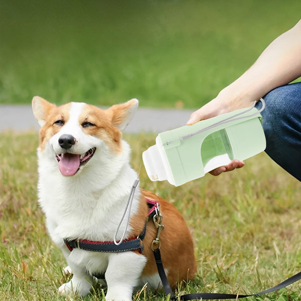 Green pet bottle in use