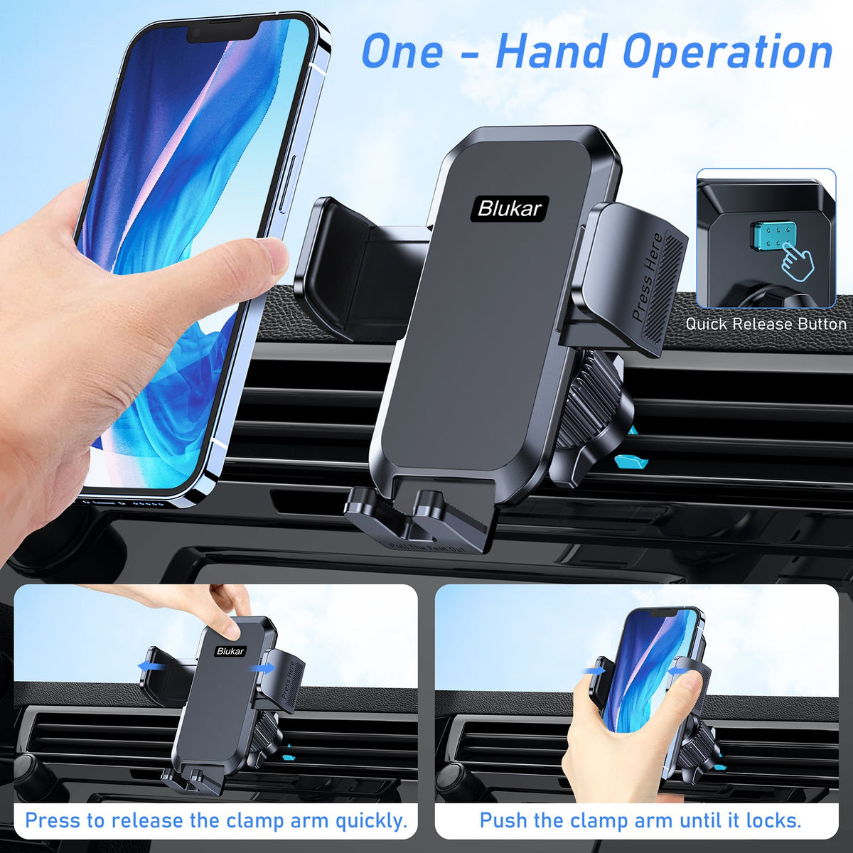 Universal One-Touch Car Phone Mount