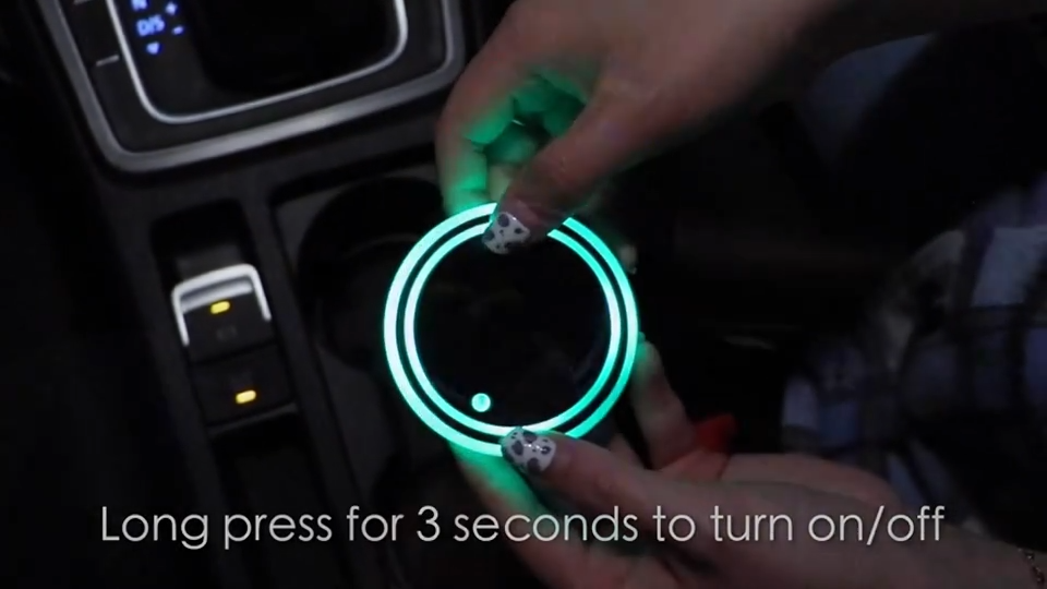 LED coaster in a car cup holder