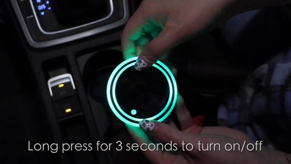 LED coaster in a car cup holder